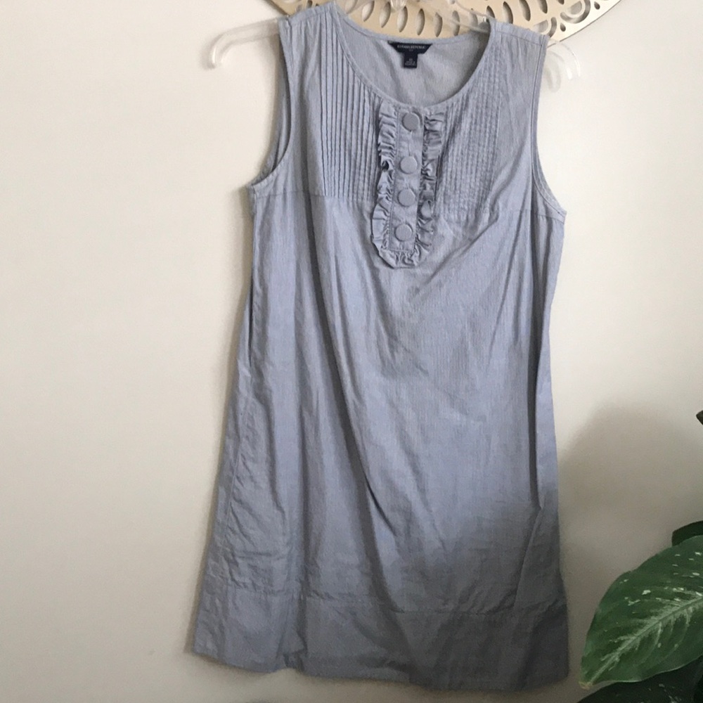 Blue striped baby doll dress with buttons